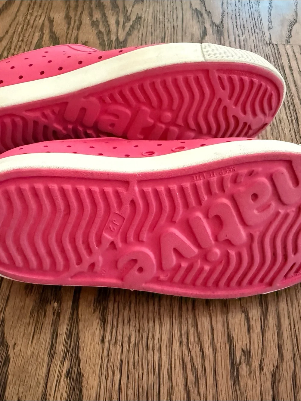 Native Kids Slip-On Water Shoes in Hot Pink with White Toe Cap